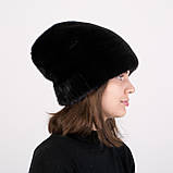 Жіноча норкова шапка кубанка бант з трикотажем, фото 3