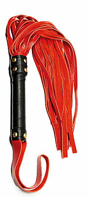 Шкіряна довга плетка червоного з чорним кольору