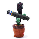Патріотичний Танцюючий кактус що говорить Тарас з джавеліном з підсвічуванням 32 см співає (Без цензури) повторюшка USB зарядка, фото 5