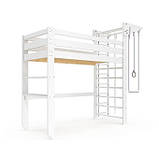 Шведська стінка ліжко горище спортивне ліжко (babyson 12) 190*80 см Ліжко біле, фото 6