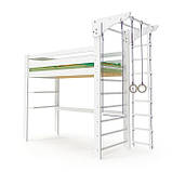 Шведська стінка ліжко горище спортивне ліжко (babyson 12) 190*80 см Ліжко біле, фото 4