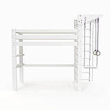 Шведська стінка ліжко горище спортивне ліжко (babyson 12) 190*80 см Ліжко біле, фото 3