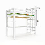 Шведська стінка ліжко горище спортивне ліжко (babyson 12) 190*80 см Ліжко біле, фото 5