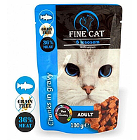 Консерва для врослых котов Fine Cat 8002 с кусочками лосося в соусе 100 г