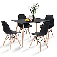Обеденный стол со стульями Milano Loft Черный 120*80