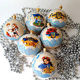 Набір новорічних іграшок 6 шт 8 см | прикраси ялинкові українські патріотичні | новорічні іграшки, фото 2