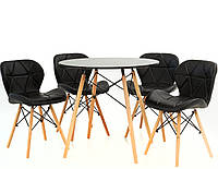 Комплект кухонной мебели TOSKANA стол и 4 стульчика Черный / Белый Польша