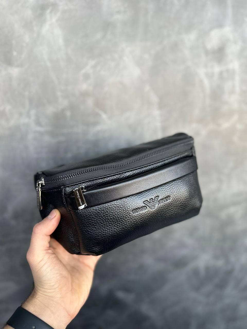 Чорна Сумка Бананка Армані, фото 1