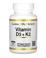 Вітаміни D3 і K2, 125 мкг/120 мкг, California Gold Nutrition, 180 вегетаріанських капсул