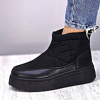 Дутики короткие женские черные зимние ботинки Дутіки короткі жіночі чорні зимові черевики (Код: 3311СБтк)