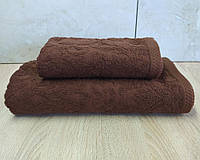 Набор турецких махровых полотенец Zeron 50х90+70х140 Damask Brown