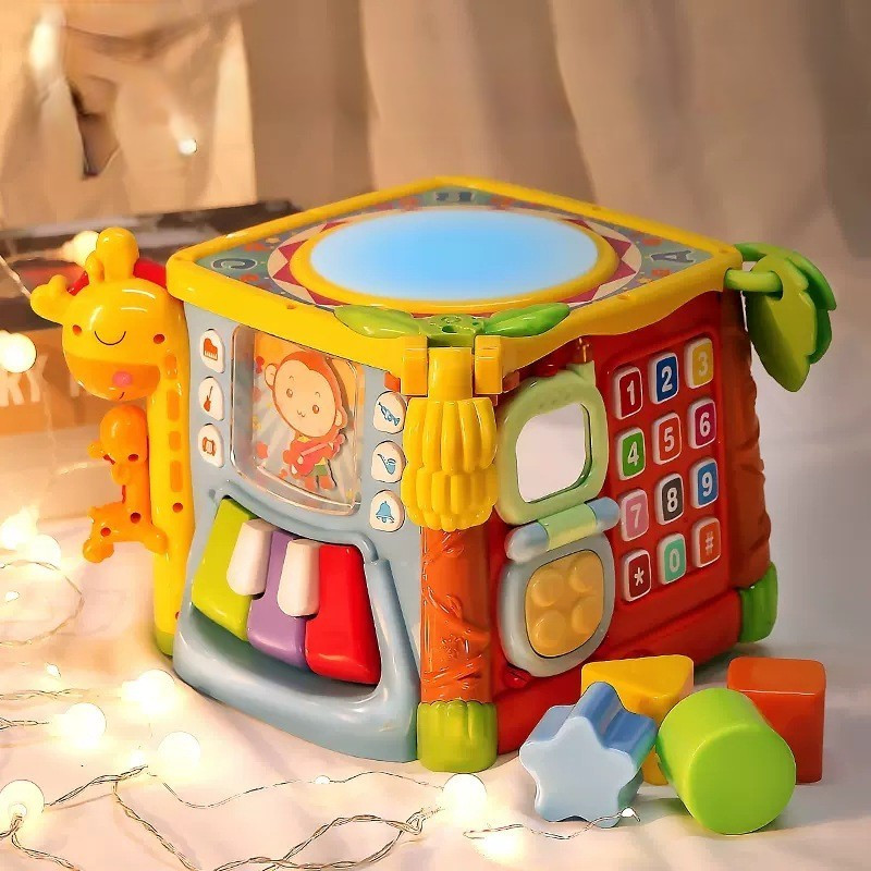 Умный музыкальный куб от 6 мес Свет звук английский алфавит и цифры ...