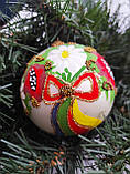 Новорічна іграшка на ялинку склянний шар 8см ручна роспись Україна, фото 2