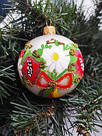 Новорічна іграшка на ялинку склянний шар 8см ручна роспись Україна