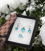 Комплект посрібних прикрас "Хрустальне Серце" підвіска + сережки+ кільце s925 проби EGYPT SILVER