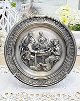 Німецька олов'яна настінна тарілка, харчове олово, Німеччина, 23 см, трактирний сюжет