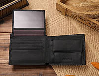Мужской кошелек бумажник натуральная кожа черный, коричневый | Небольшой клатч портмоне мужское для мужчин