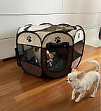 Манеж вольєр для собак, кішок, тварин. Портативний, складаний, сірий 74x74x43 см, фото 3