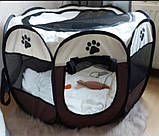 Манеж вольєр для собак, кішок, тварин. Портативний, складаний, сірий 74x74x43 см, фото 4