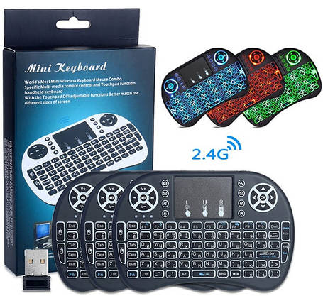Бездротова Клавіатура Mini Keyboard Backlit з Тачпадом і Підсвічуванням i8, фото 1