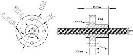 Ходовий гвинт 400mm x 8mm , 8мм за оберт + гайка, фото 3