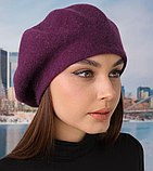 Берет в'язаний жіночий теплийяниста фіолетовий 747W, фото 2