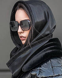 Стильний теплий жіночий капор утеплений хутром Shy231