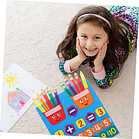 Ігра дитяча розвиваюча з фетру, навчальна математична дошка з цифрами на липучці, Синій