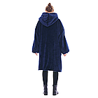 Плед толстовка з капюшоном 100х80 см оверсайз, Huggle Hoodie, унісекс, Синій / Велике худі / Плед з капюшоном, фото 5