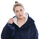 Плед толстовка з капюшоном 100х80 см оверсайз, Huggle Hoodie, унісекс, Синій / Велике худі / Плед з капюшоном, фото 7