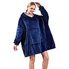 Плед толстовка з капюшоном 100х80 см оверсайз, Huggle Hoodie, унісекс, Синій / Велике худі / Плед з капюшоном, фото 10