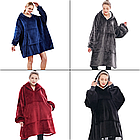 Плед толстовка з капюшоном 100х80 см оверсайз, Huggle Hoodie, унісекс, Синій / Велике худі / Плед з капюшоном, фото 3