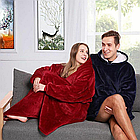Плед толстовка з капюшоном 100х80 см оверсайз, Huggle Hoodie, унісекс, Синій / Велике худі / Плед з капюшоном, фото 8