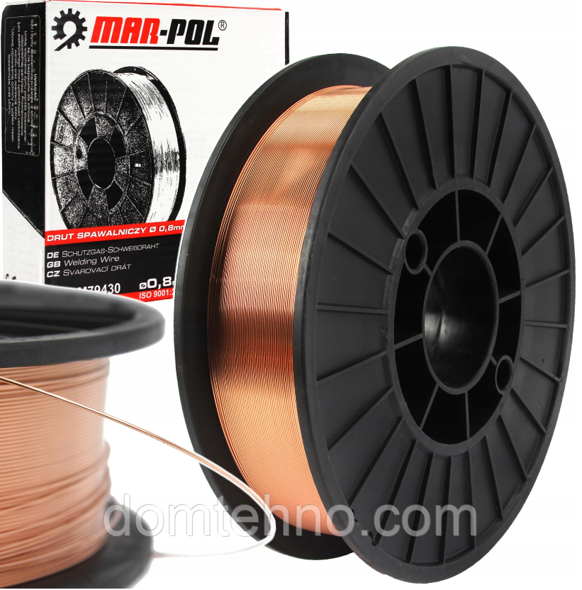 Високоякісний зварювальний дріт 5 кг 0,8 мм Mar-Pol M79430 Дріт покритий шаром міді