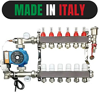 Коллектор для теплого пола на 6 контуров в сборе с насосом RSK (ИТАЛИЯ)