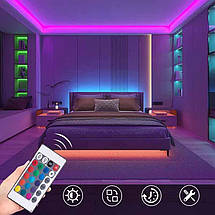 Світлодіодна стрічка LED RGB 5050 10м USB 5.5V з пультом, фото 5