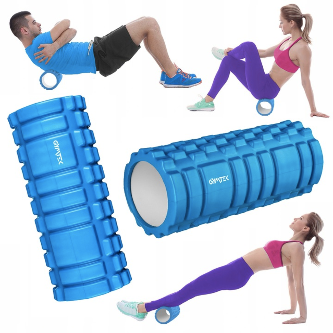 Масажний ролик Gymtek для йоги та фітнесу EVA 33*14см синій, фото 1