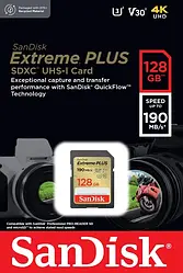 Картка пам'яті SanDisk Extreme PLUS SDXC 128 GB Class 10 V30 (SDSDXWA-128G-GNCIN)