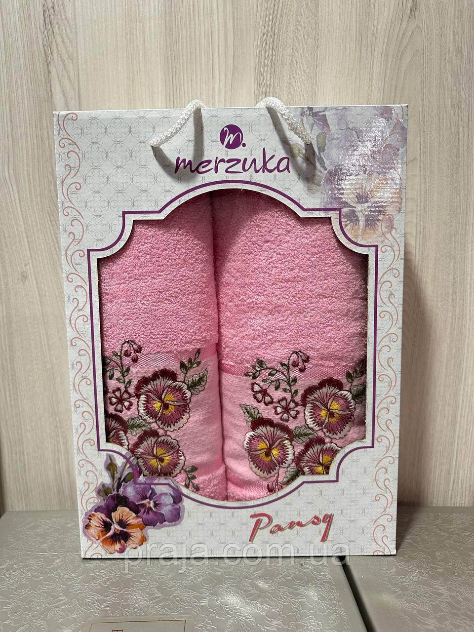 Набір махрових рушників "Merzuka" 2шт подарункова коробка