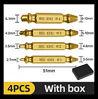 Екстрактори экстракторы для выкручивания саморезов обломанных винтов/шпилек набор 4шт для удаления винтов
