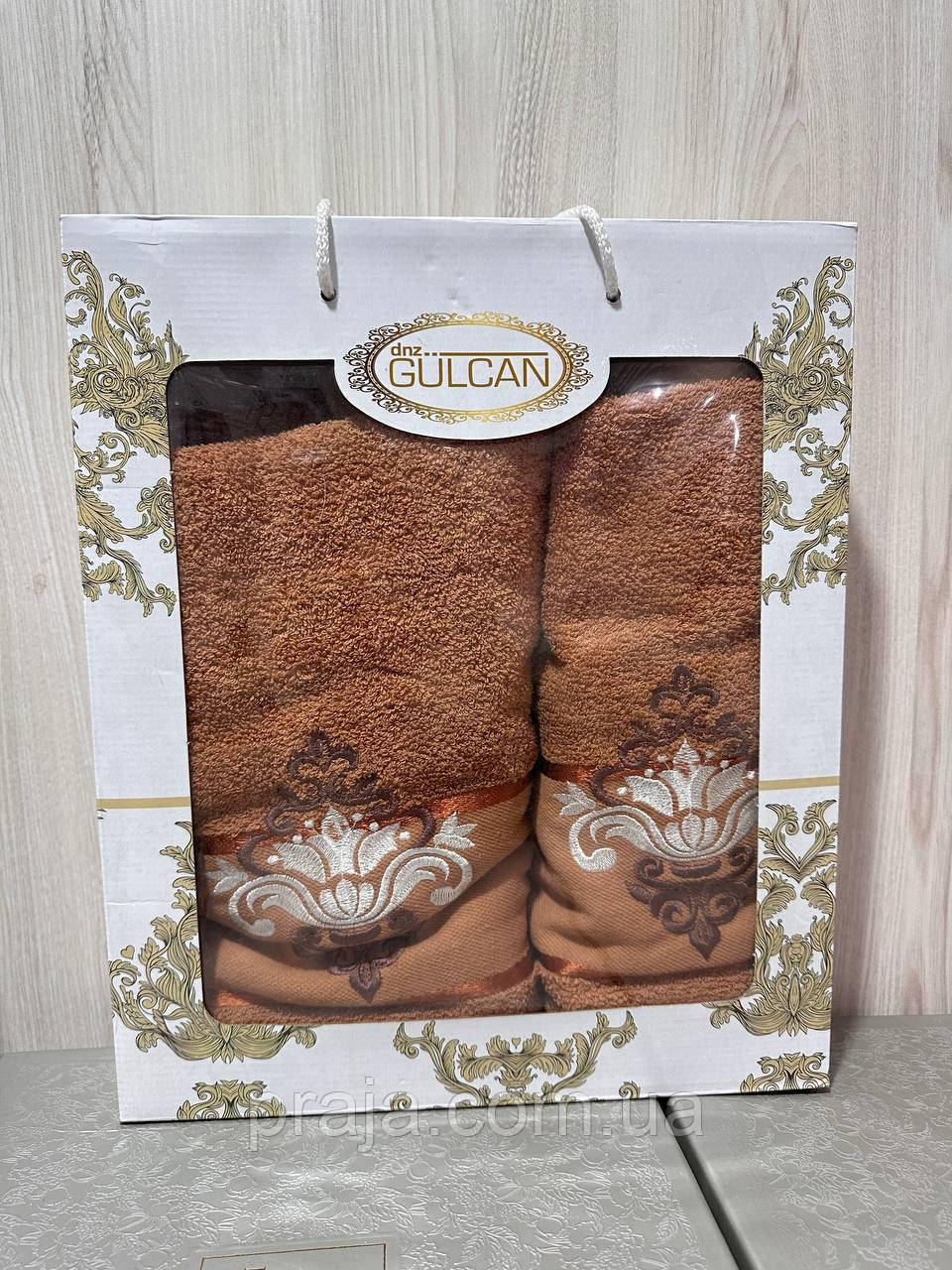 Набір махрових рушників "Gulcan" 2шт подарункова коробка, фото 1