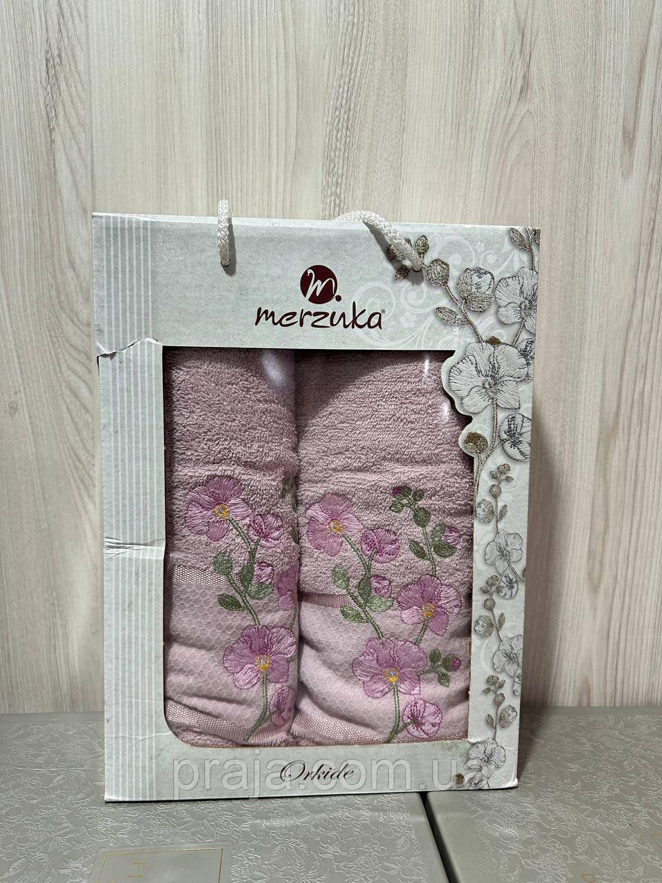 Набір махрових рушників "Merzuka" 2шт подарункова коробка