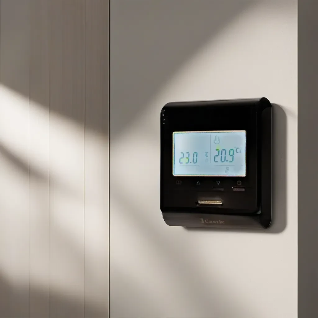 Кнопковий програмований терморегулятор теплої підлоги Castle М6.716 з дисплеєм Чорний, фото 1