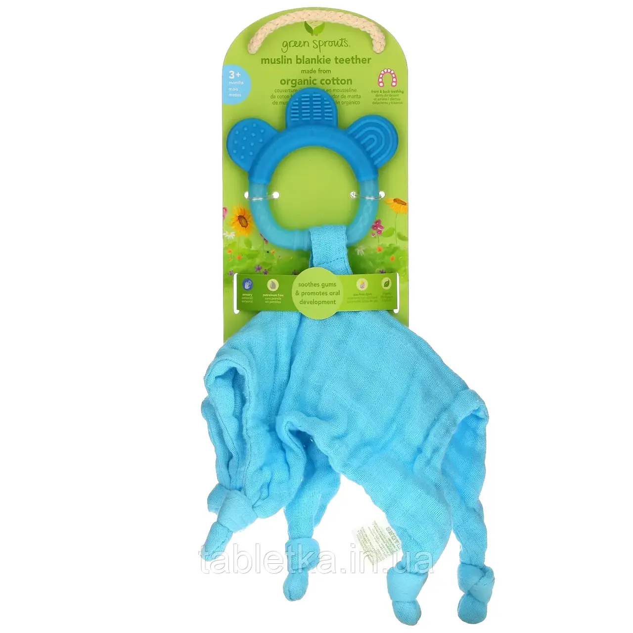 Green Sprouts, Muslin Blankie Teether, для дітей від 3 місяців, вода, 1 штука