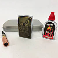 Зажигалка бензиновая в подарочной коробке N6, сувенир зажигалка, зажигалки подарки для мужчин gw