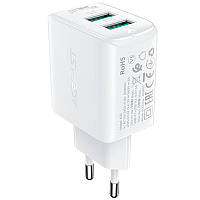 СЗУ Acefast A33 QC18W (USB-A+USB-A) dual port White