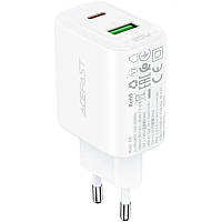 СЗУ Acefast A25 PD20W (USB-C+USB-A) dual port White