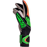 Рукавички воротарські SOCCERMAX GK-009 салатово-жовтогарячий (розмір 8-10), фото 3