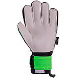 Рукавички воротарські SOCCERMAX GK-009 салатово-жовтогарячий (розмір 8-10), фото 4