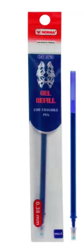 Стержень гелевий NORMA пиши-стирай 0.38 мм, синій, 20 шт (347-06N), фото 1